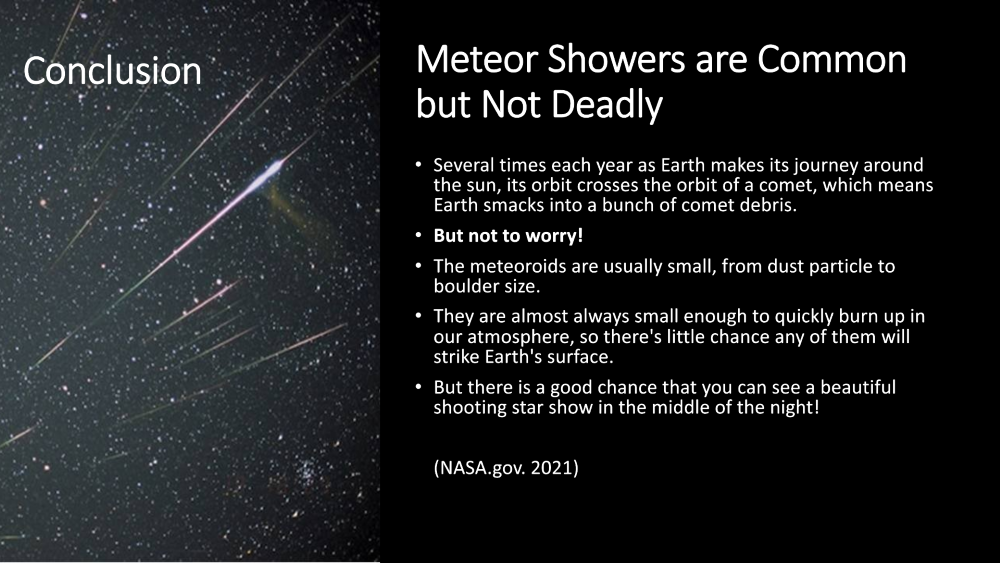 Meteor showers are common but rarely deadly. Page 11