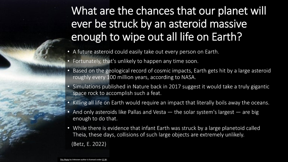 What are the odds Earth will be hit by a planet killing asteroid? Page 12