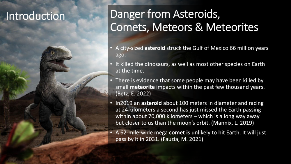 Danger from Asteroids, Comets, Meteors, and Meteroids Slide Show Page 2