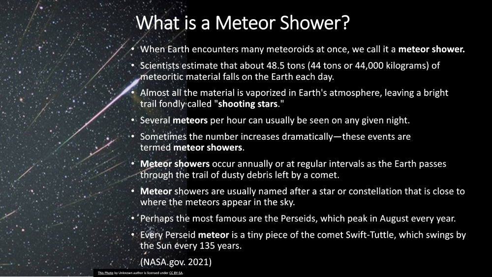 What is a meteor shower? Page 7